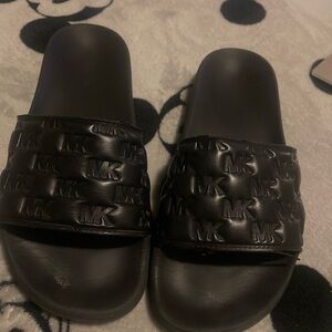 Michael Kors Black MK Logo Slides